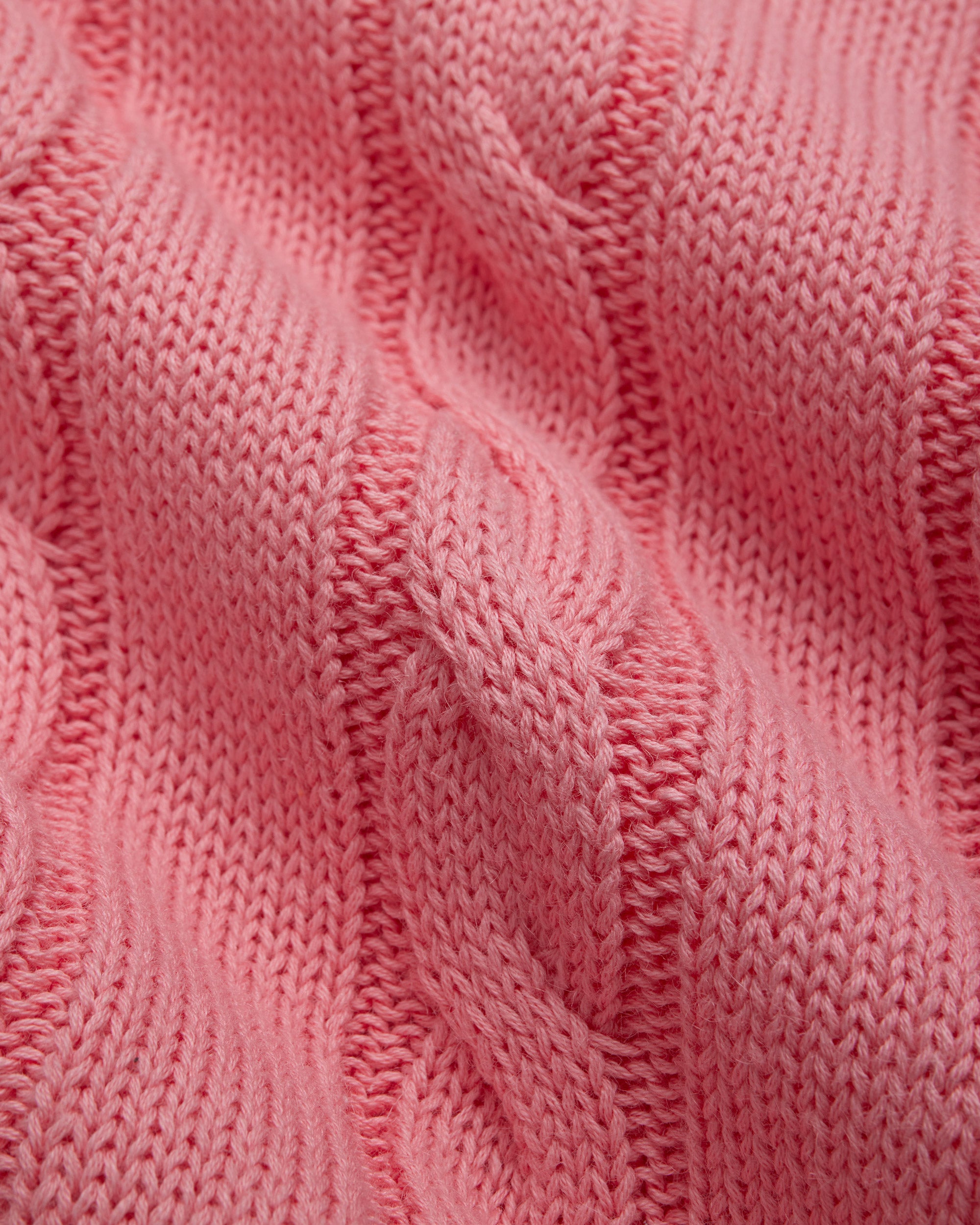 Pink Linen-Cotton Cable Knit Sweater - Trim Fit