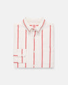 Red Woven Stripe Brushed Button Down Sport Shirt