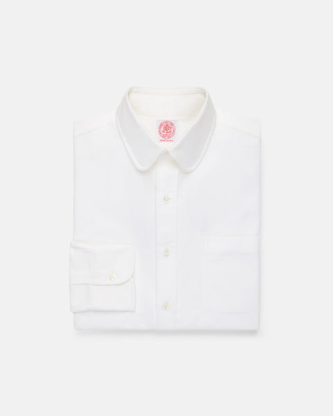 Made-in-USA White Oxford Club Collar Dress Shirt - Classic Fit
