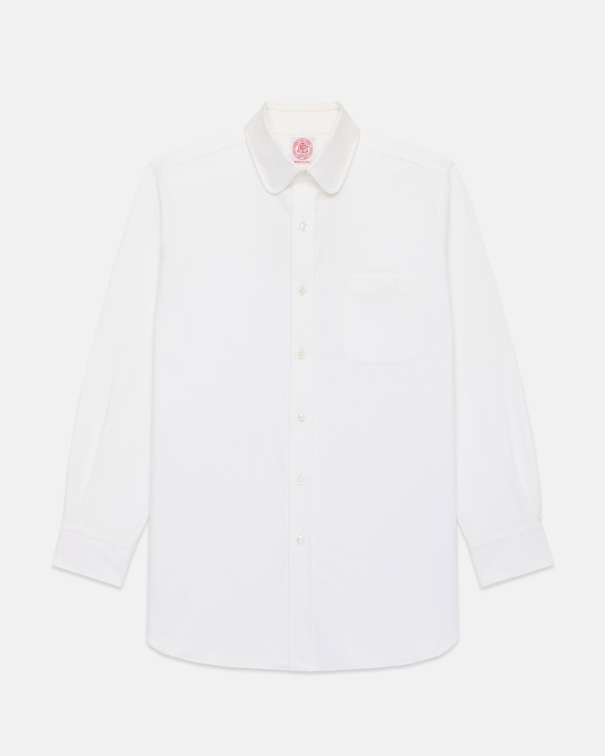 Made-in-USA White Oxford Club Collar Dress Shirt - Classic Fit