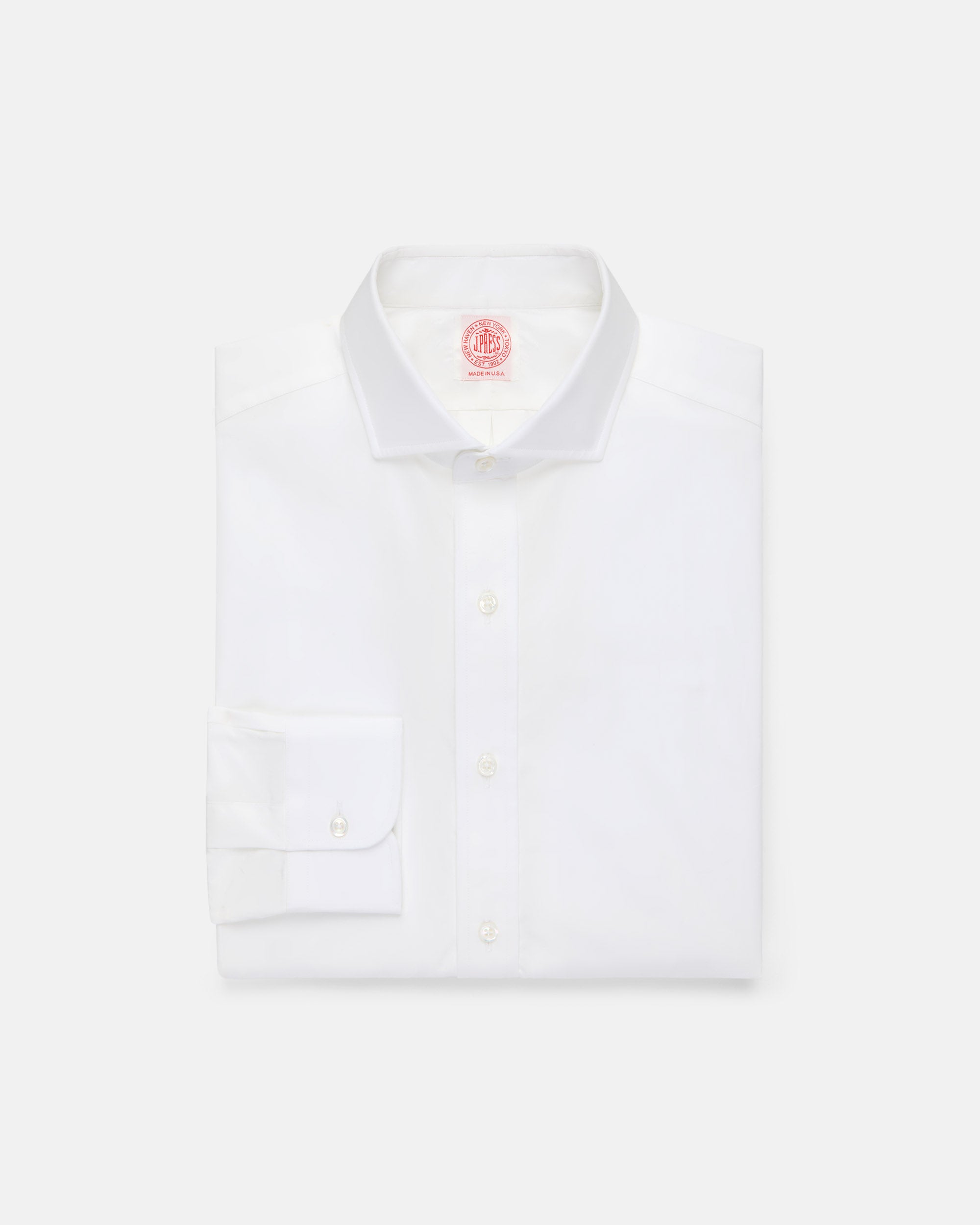 Made-in-USA Thomas Mason White Extreme Cutaway Collar Dress Shirt - Classic Fit