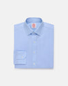 Made-in-USA Thomas Mason Blue Plaid Spread Collar Dress Shirt - Classic Fit