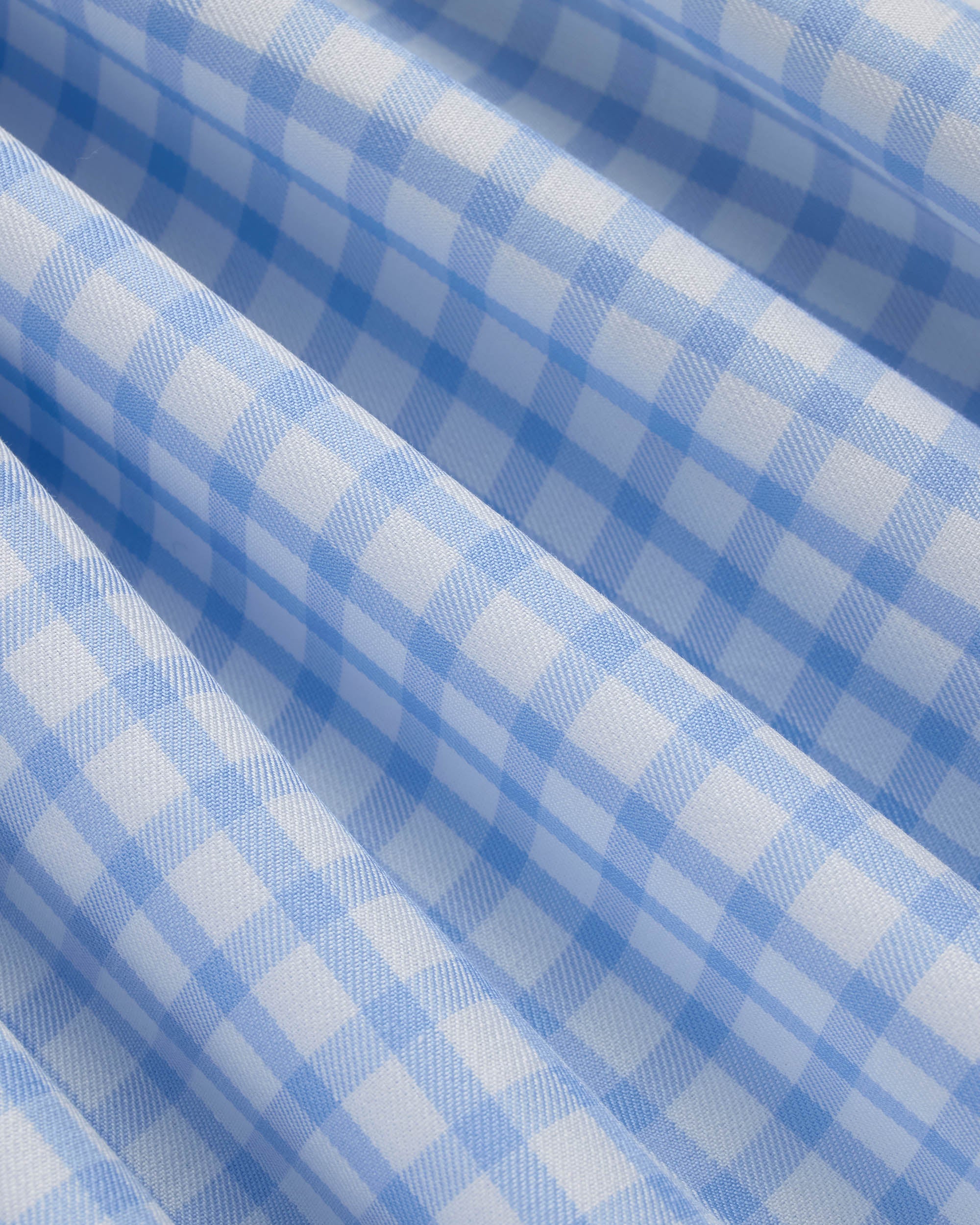 Made-in-USA Thomas Mason Light Blue Large Tattersall Spread Collar Dress Shirt - Classic Fit