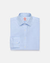 Made-in-USA Thomas Mason Light Blue Large Tattersall Spread Collar Dress Shirt - Classic Fit