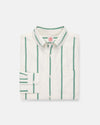 Green Woven Stripe Brushed Button Down Sport Shirt