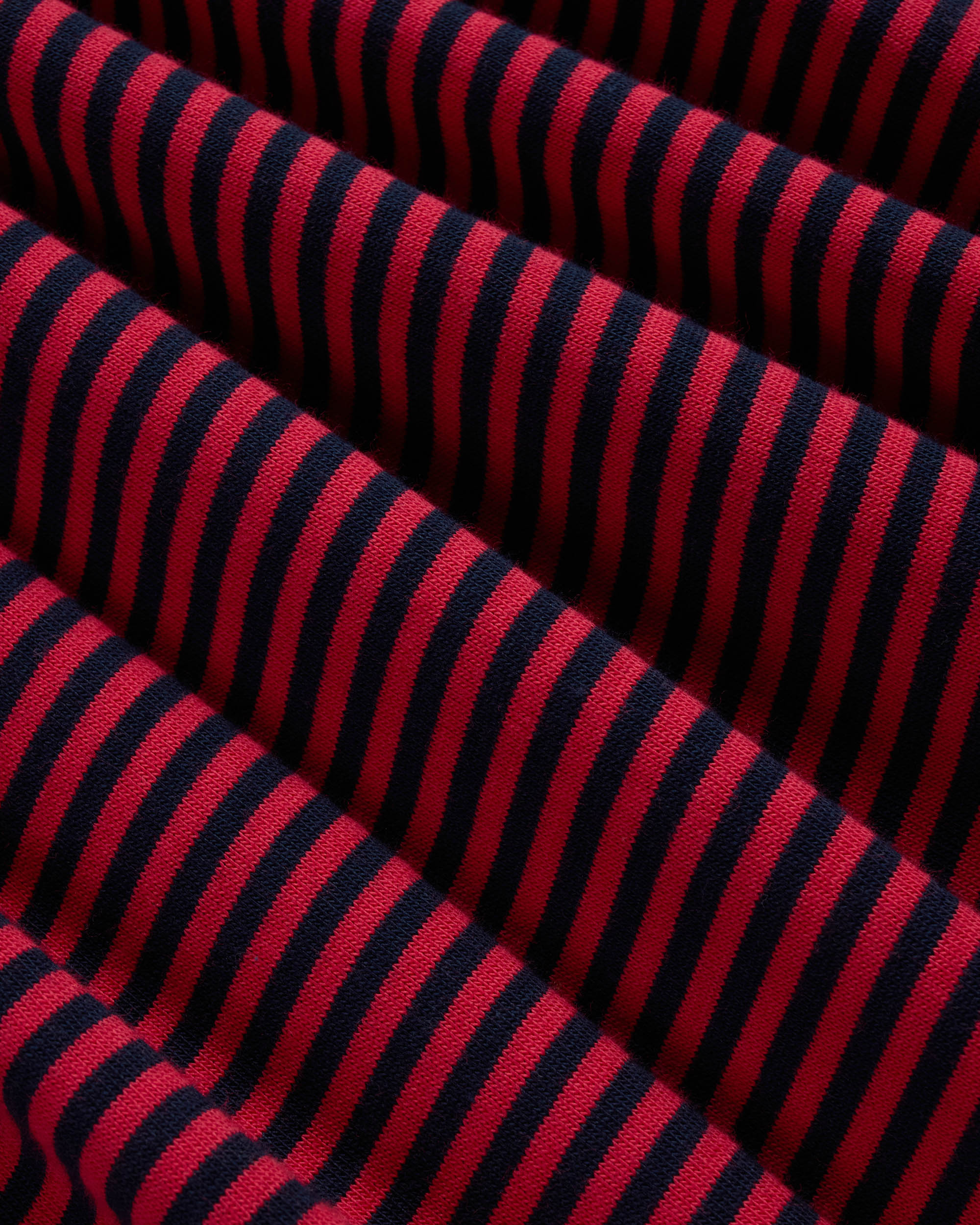 Navy & Red Cotton Jersey Micro-Stripe Polo - Classic Fit