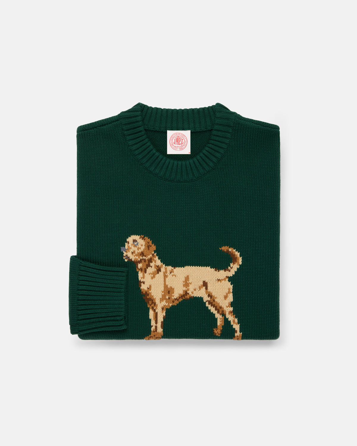 Retriever Intarsia Knit Cotton Sweater