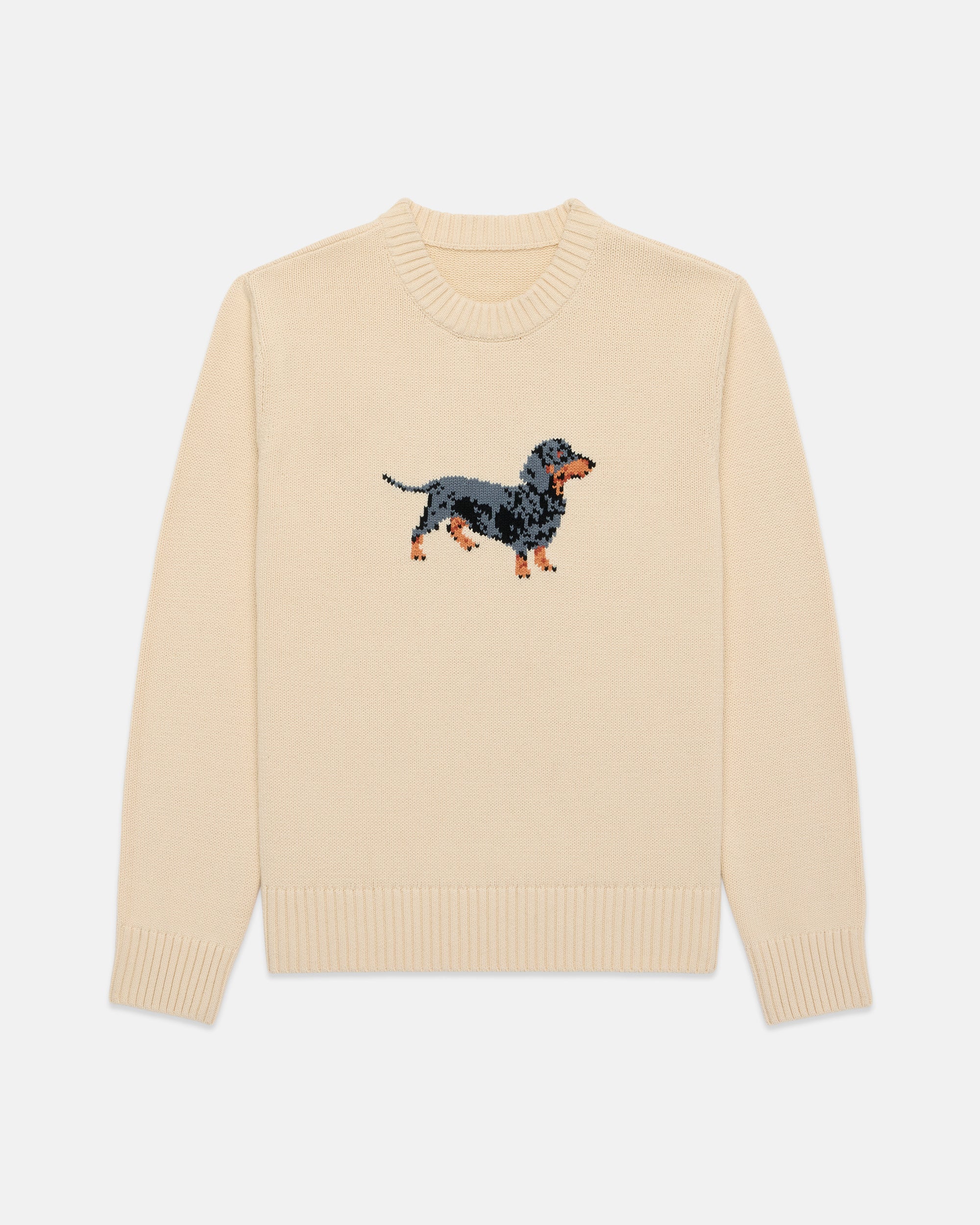 Dachshund Intarsia Knit Cotton Sweater