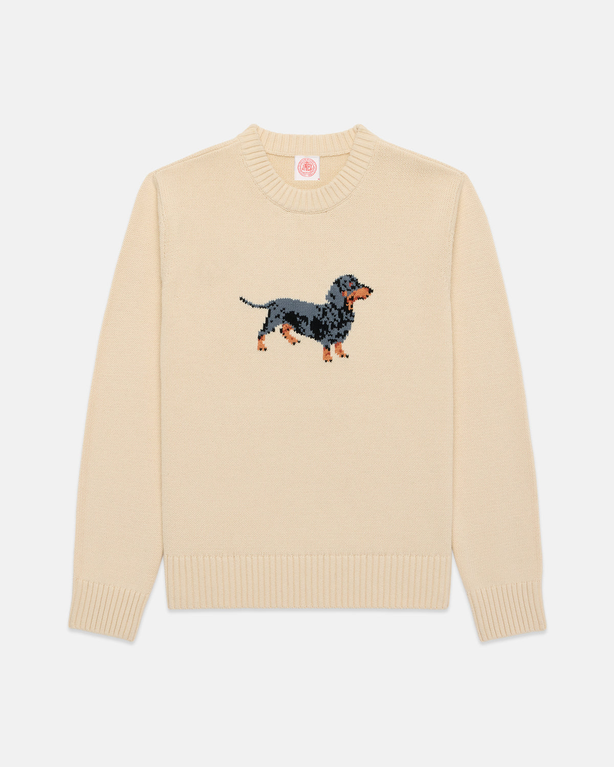 Dachshund Intarsia Knit Cotton Sweater