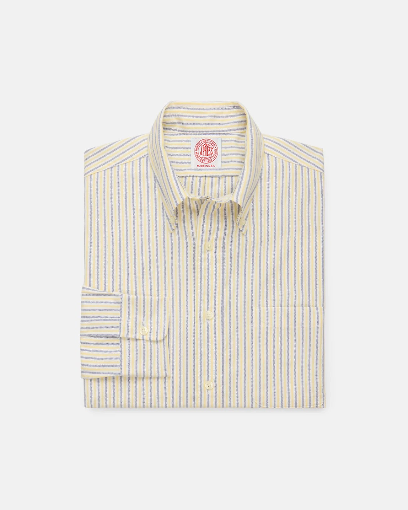 Made-in-USA Yellow & Blue Alternating Stripe Oxford Dress Shirt - Classic Fit