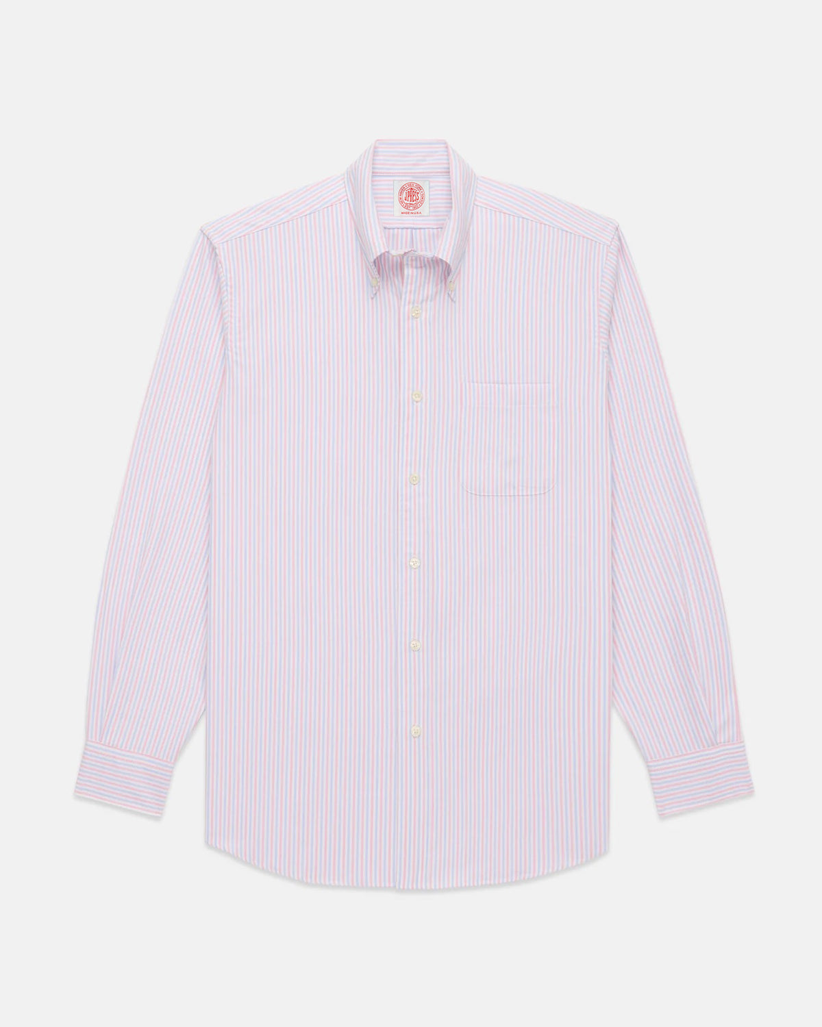 pink striped dress shirt Men's Custom Made High Collar Shirt Pink White Stripes Buttonless Tall Neck  Style Lagerfeld Collar 100% Cotton Modern Dress Shirt