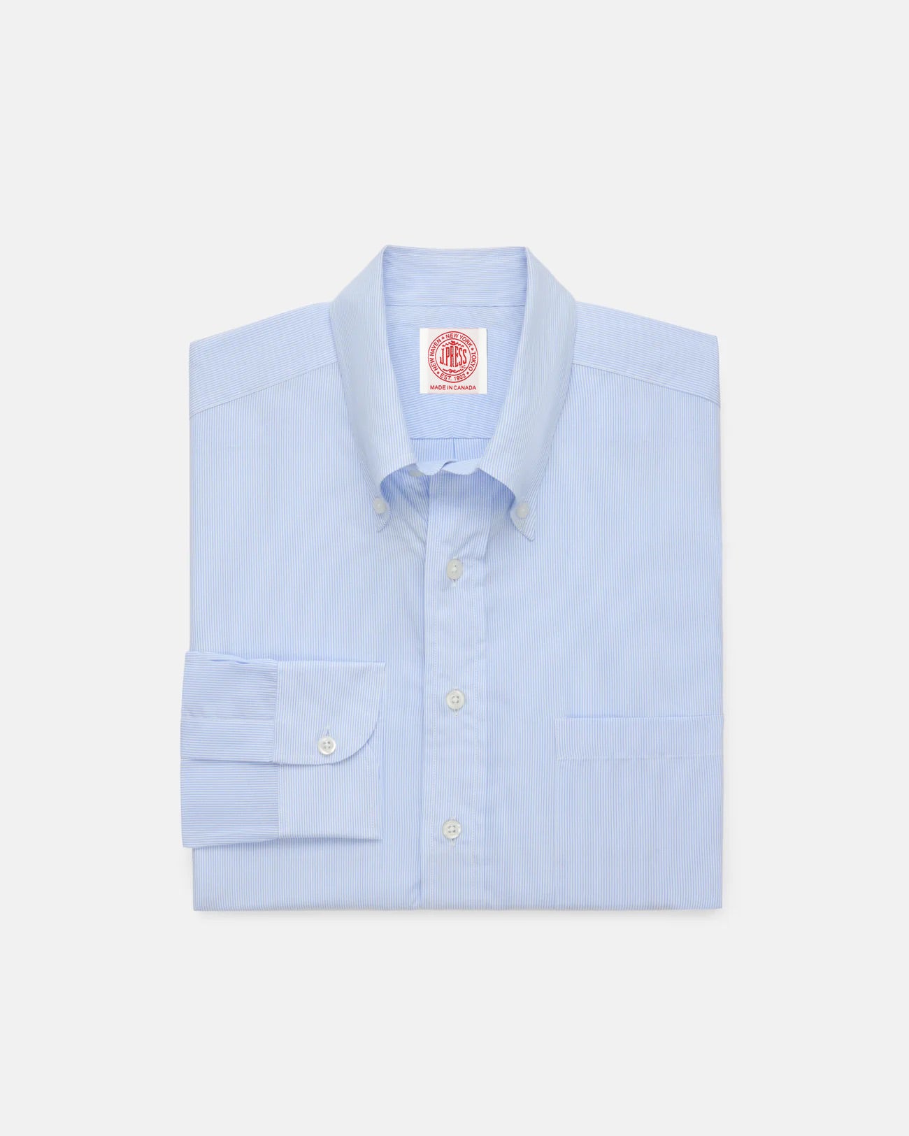 Made-in-Canada Navy Hairline Stripe Button Down Shirt - Classic Fit