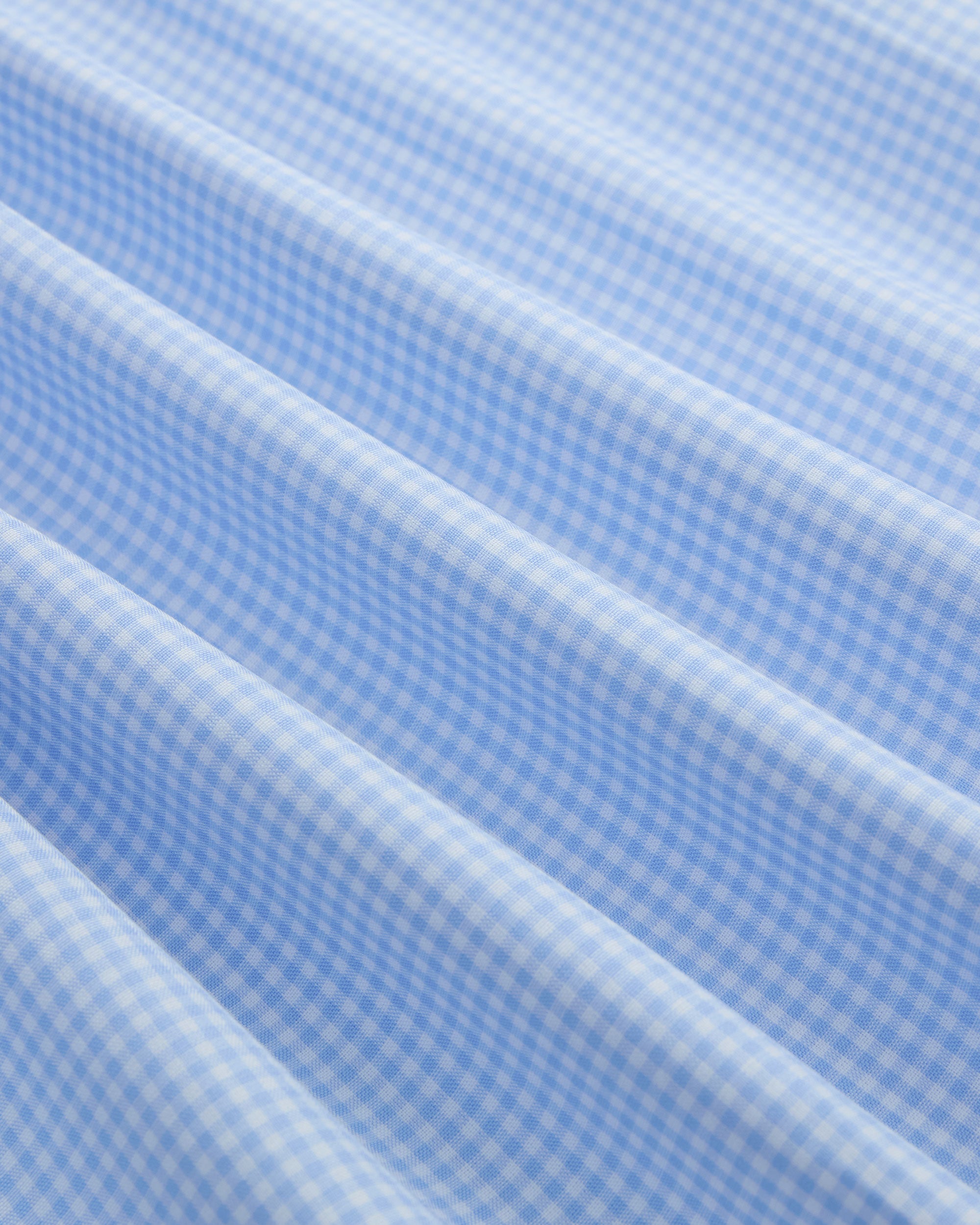 Made-in-USA Thomas Mason Light Blue Mini Gingham Button Down Shirt - Classic Fit