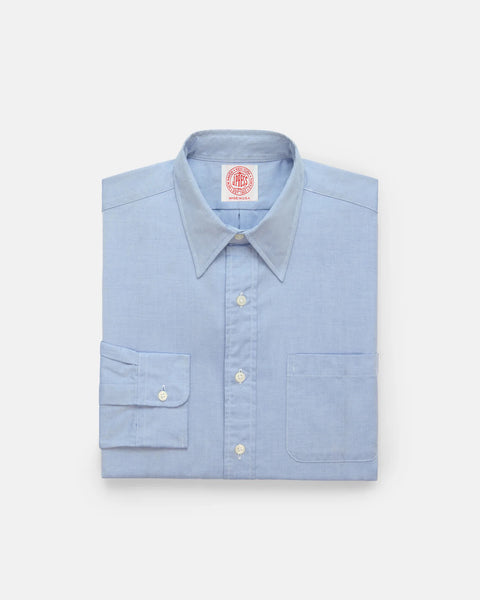 Made-in-USA Blue Pinpoint Oxford Point Collar Shirt