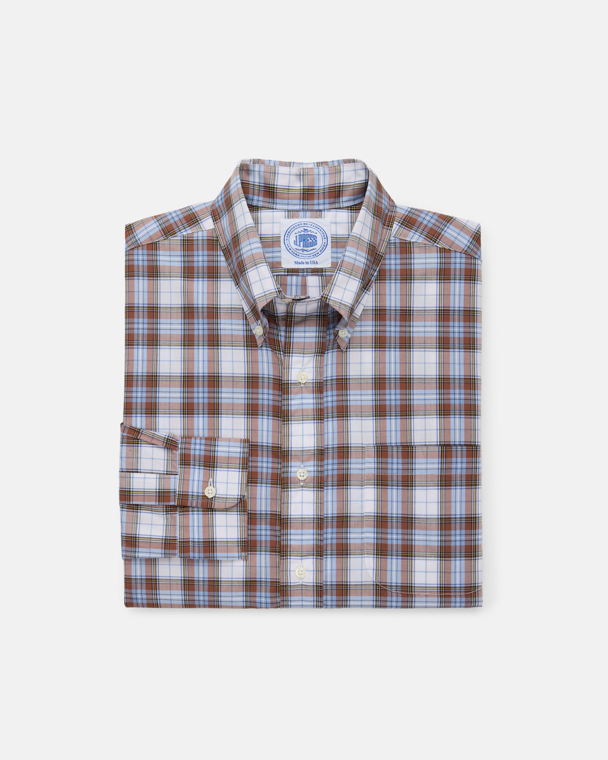 Brown & Light Blue Plaid Sport Shirt - Classic Fit | J. PRESS Brown & Light Blue Plaid Sport Shirt - Classic Fit | J. PRESS