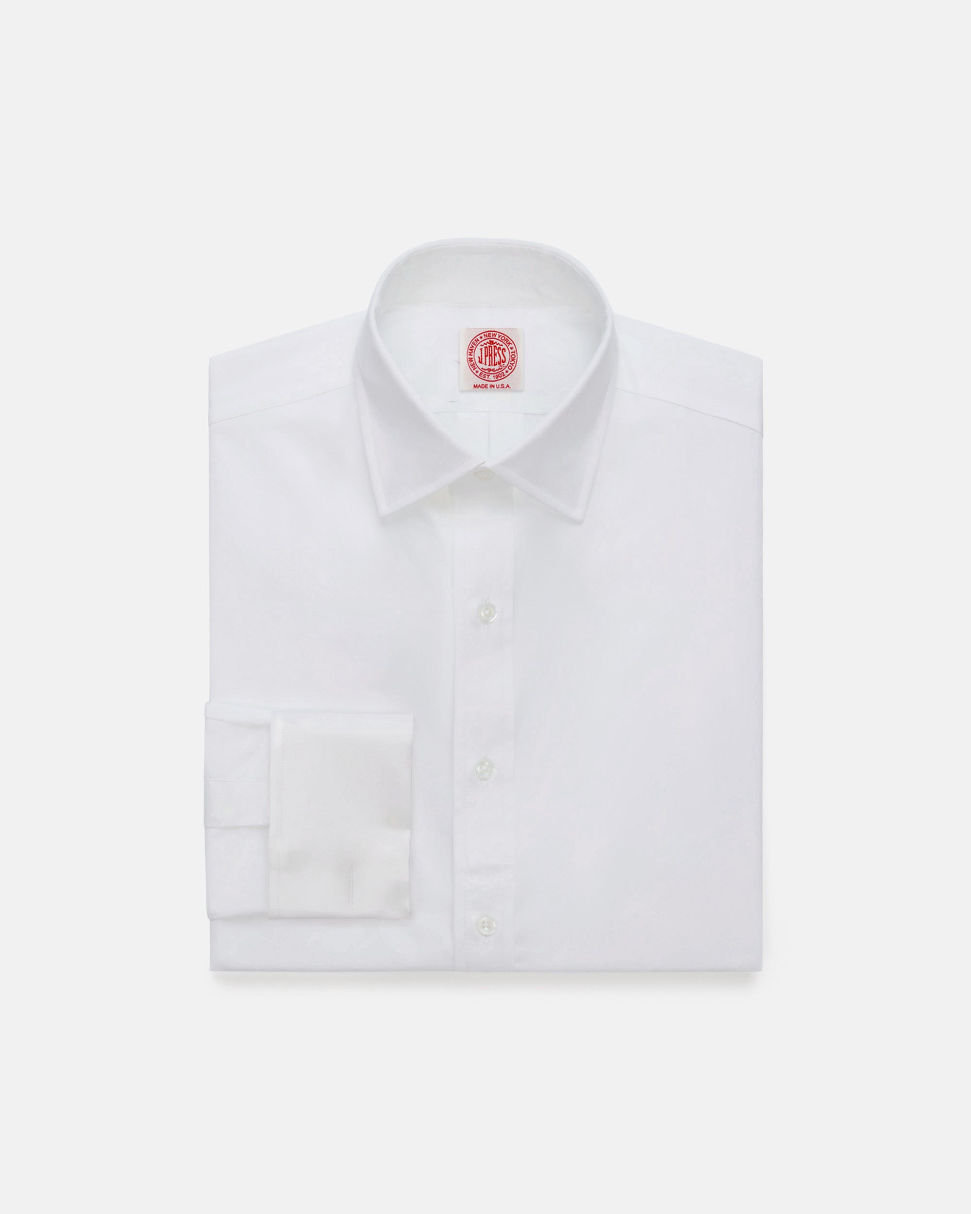 Made-in-USA Thomas Mason White French Cuff Dress Shirt - Classic Fit
