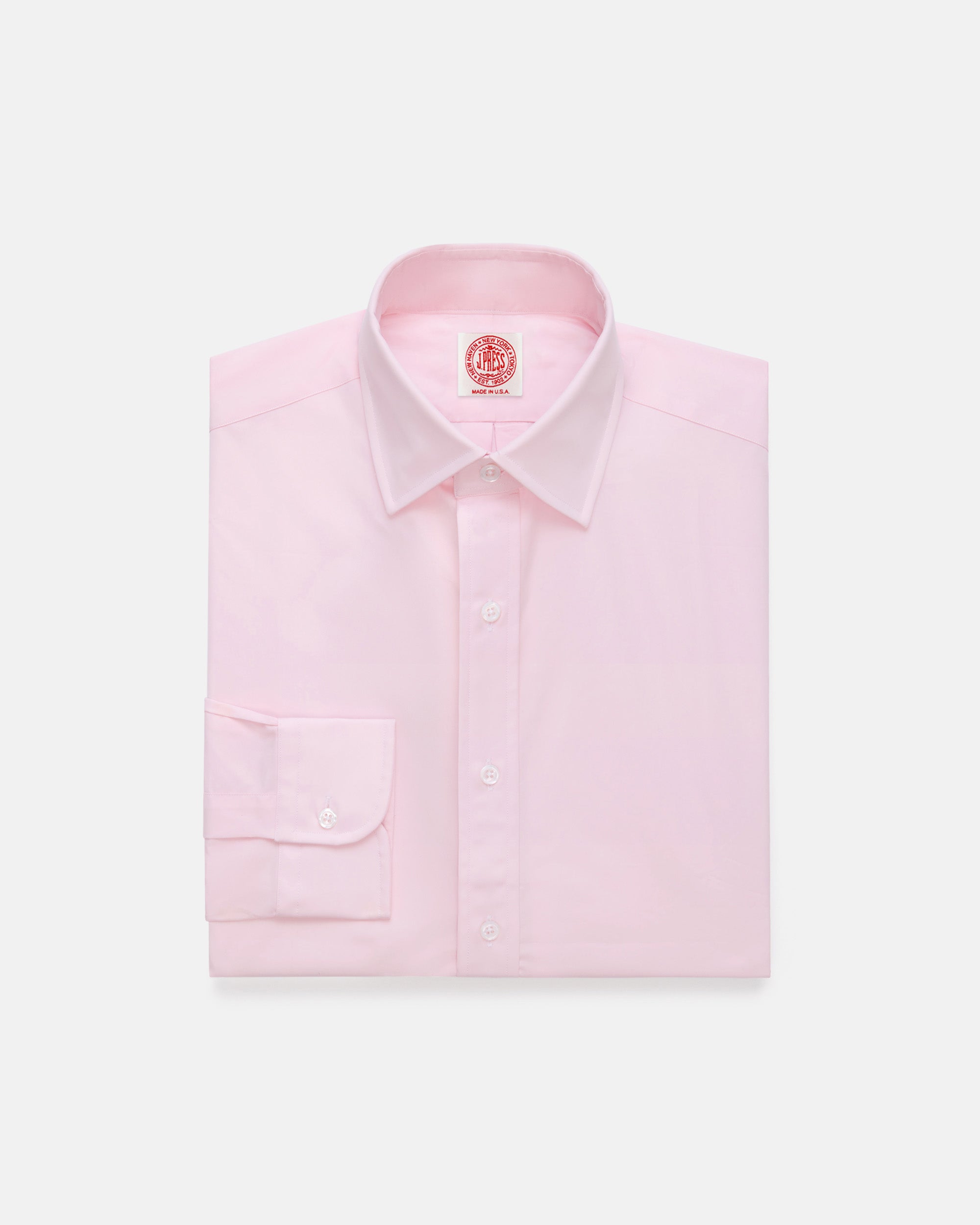 Thomas Mason Solid Pink Spread Collar Dress Shirt - Regular Fit