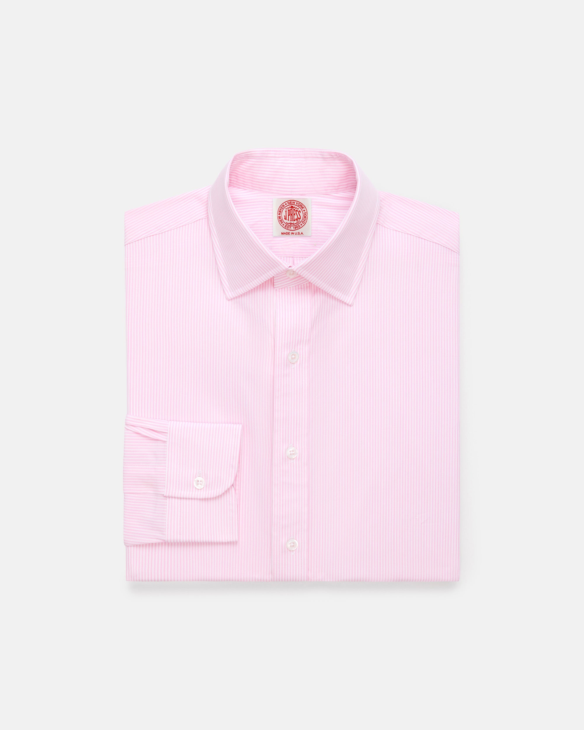 Thomas Mason Pink Bengal Stripe Spread Collar Dress Shirt