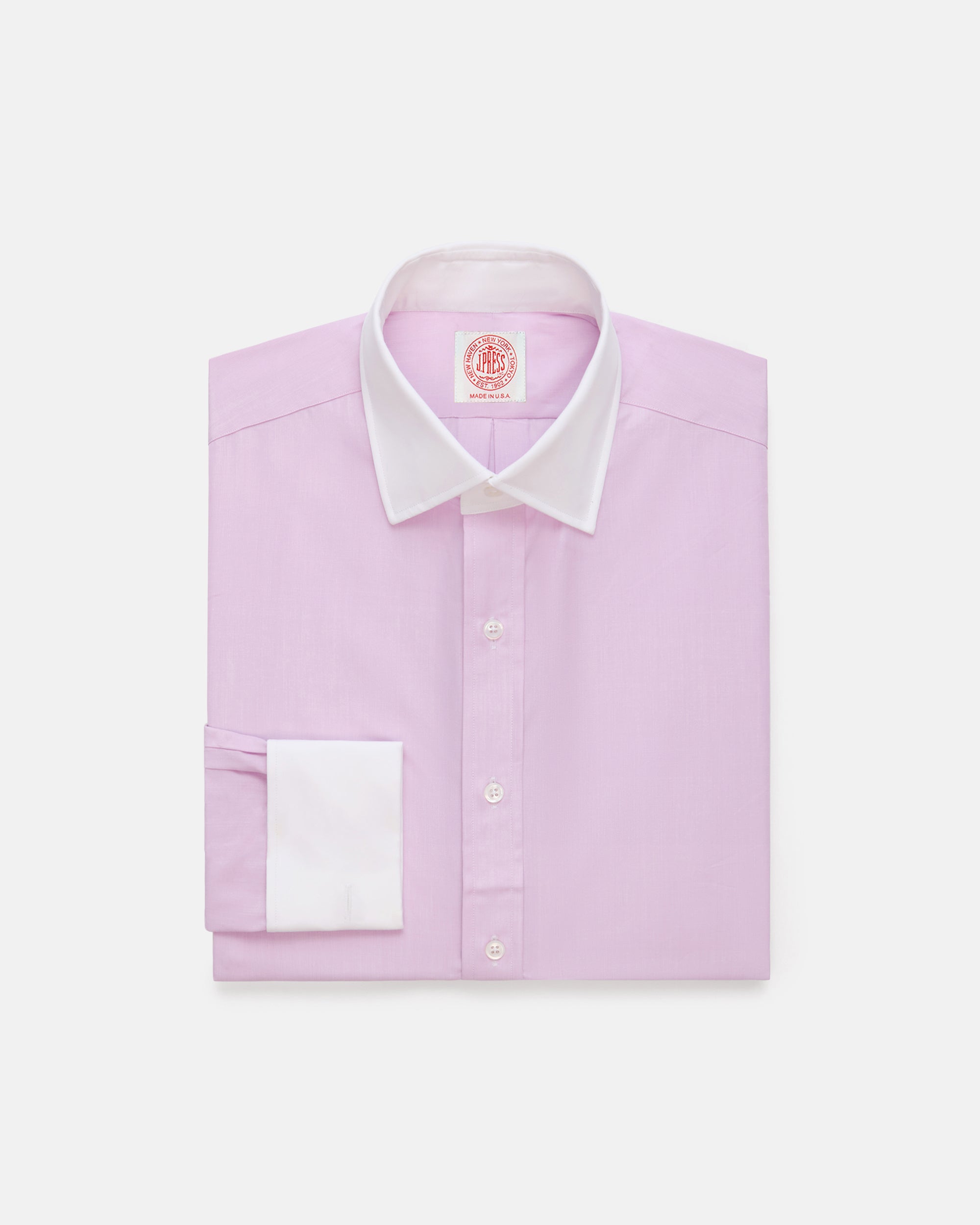Made-in-USA Thomas Mason Pink Contrast Collar French Cuff Dress Shirt - Classic Fit