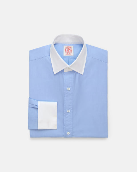 Thomas Mason Blue Contrast Collar French Cuff Dress Shirt - Classic Fit