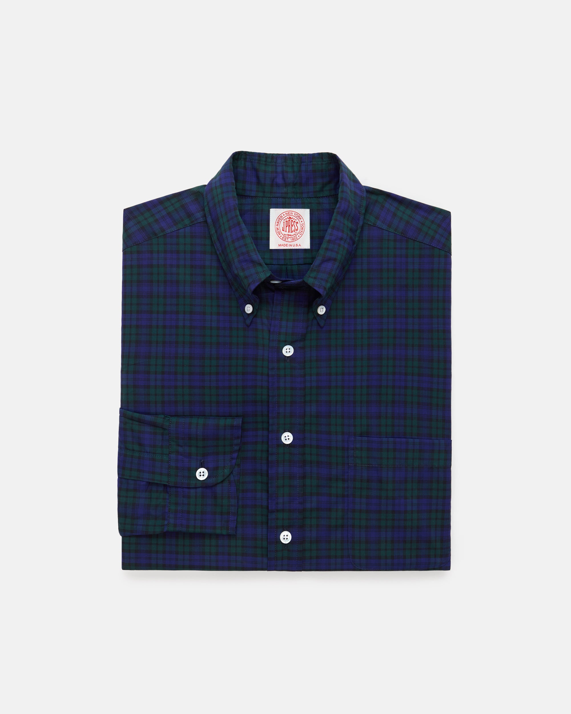 Made-in-USA Thomas Mason Blackwatch Tartan Broadcloth Sport Shirt - Classic Fit