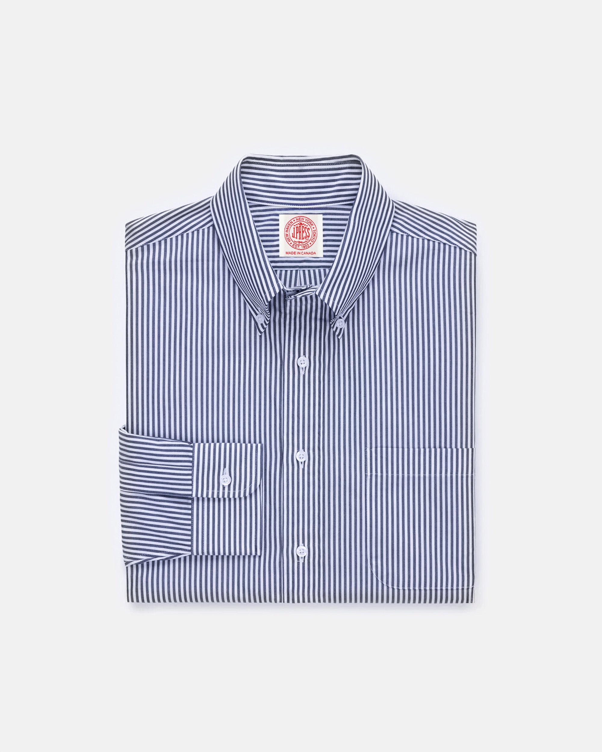 Made-in-Canada Navy Bengal Stripe Button Down Shirt - Classic Fit