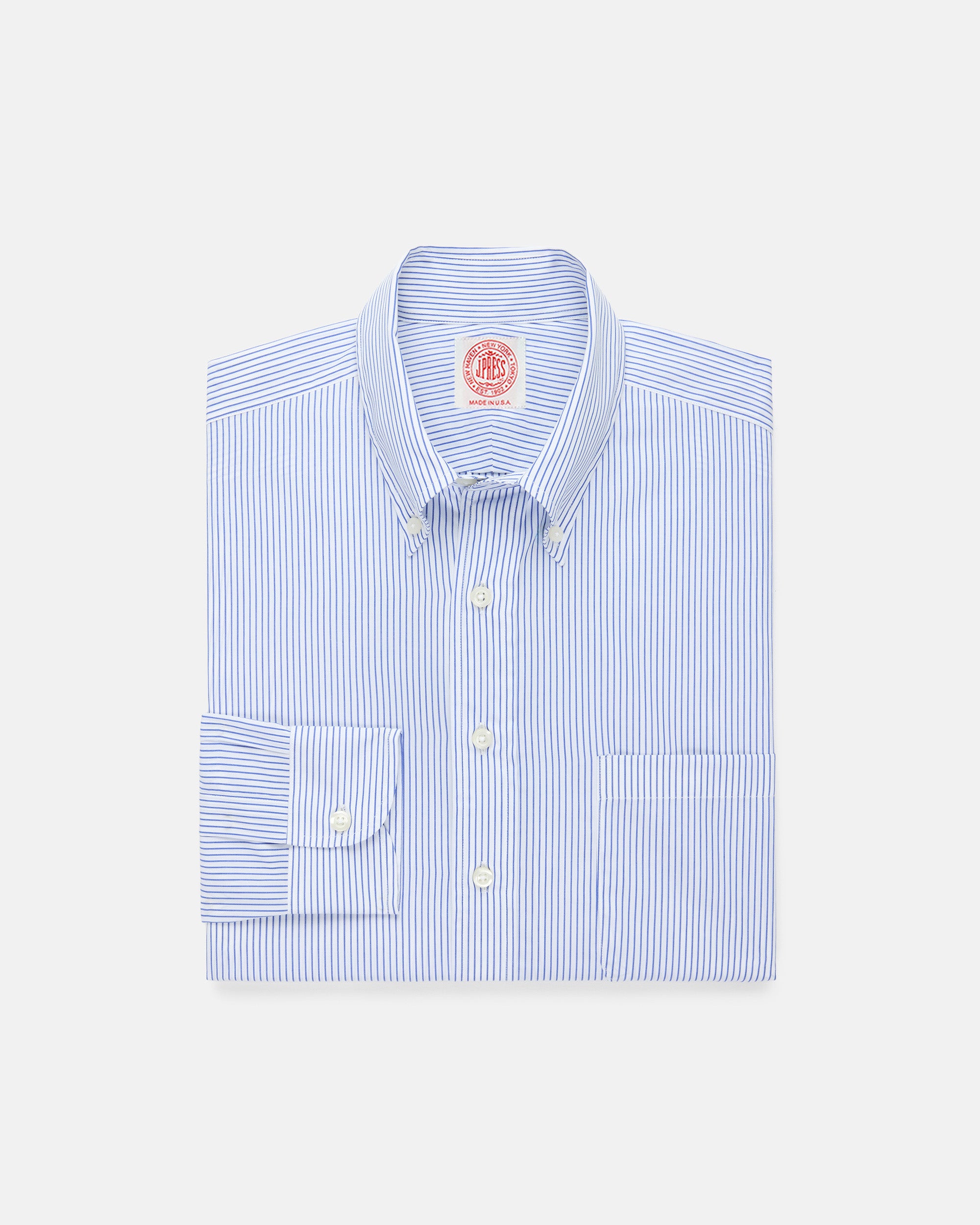 Made-in-Canada Dark Blue Pencil Stripe Button Down Shirt - Classic  Fit