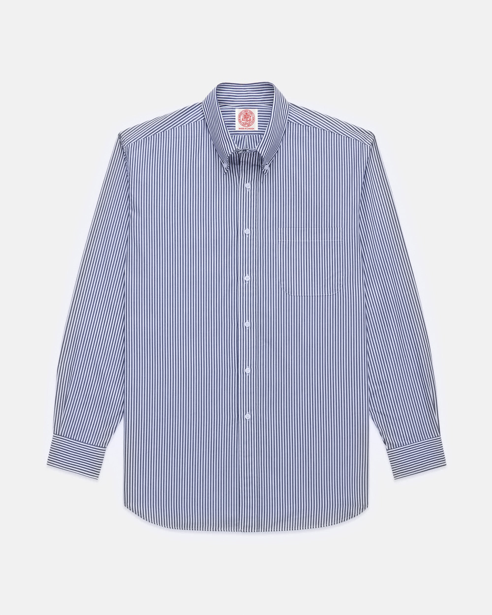 Classic Dress Shirt - Dark Blue Bengal Stripe Button Down | J. Press