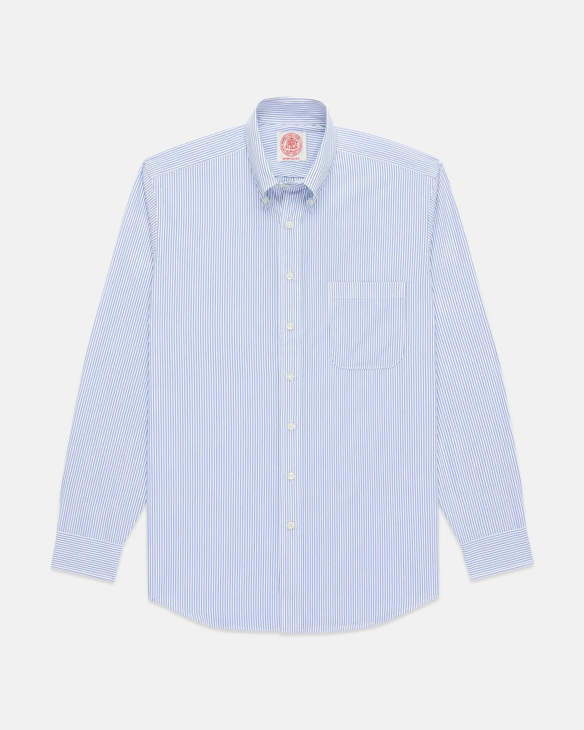 Made-in-USA Light Blue Pencil Stripe Button Down Shirt
