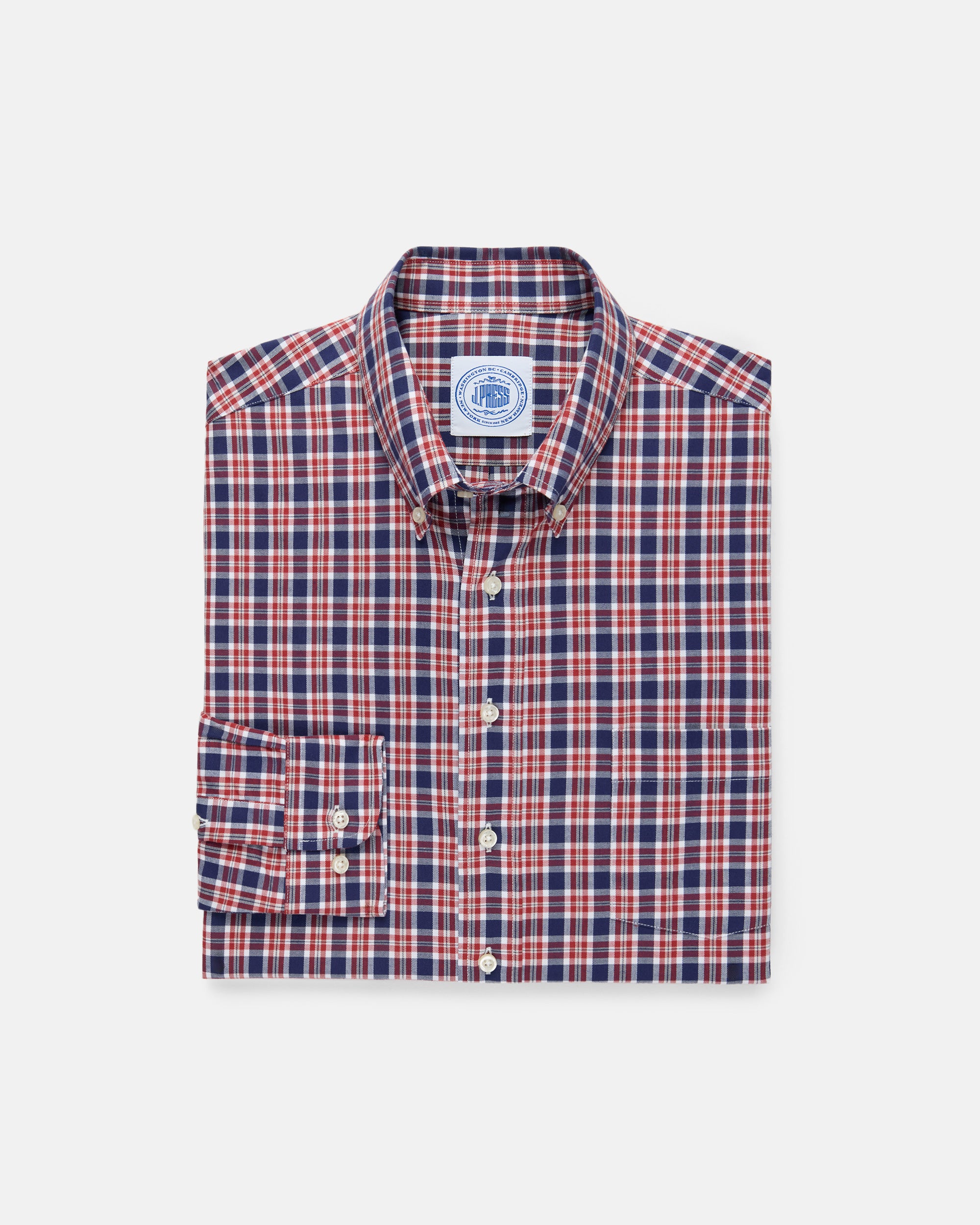 シャツ EXAMPLE PLAID SHIRT / NAVY x RED Navy/Red/White Check Cotton Sport Shirt | J. Press