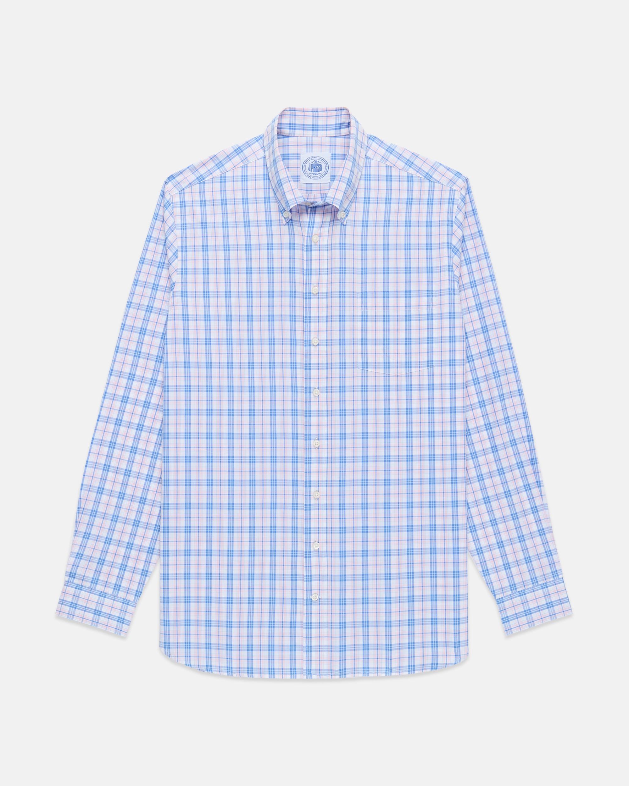 Blue & Pink Windowpane Sport Shirt - Classic Fit