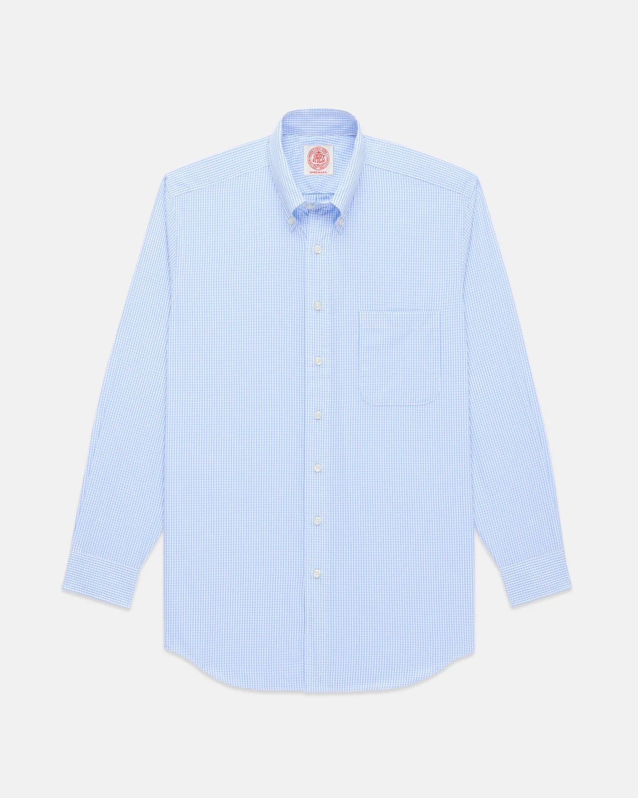 Made-in-USA Blue Tattersall Button Down Oxford Cloth Shirt - Classic Fit