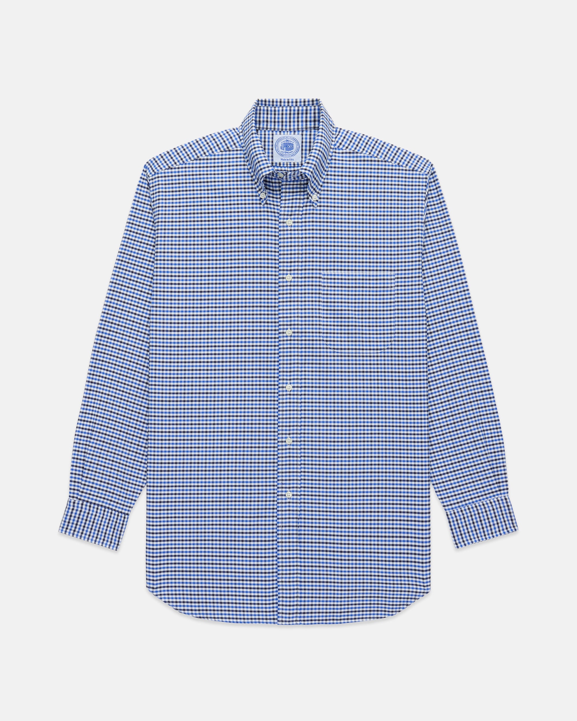 Made-in-USA Navy & Light Blue Tattersall Button Down Sport Shirt - Classic Fit