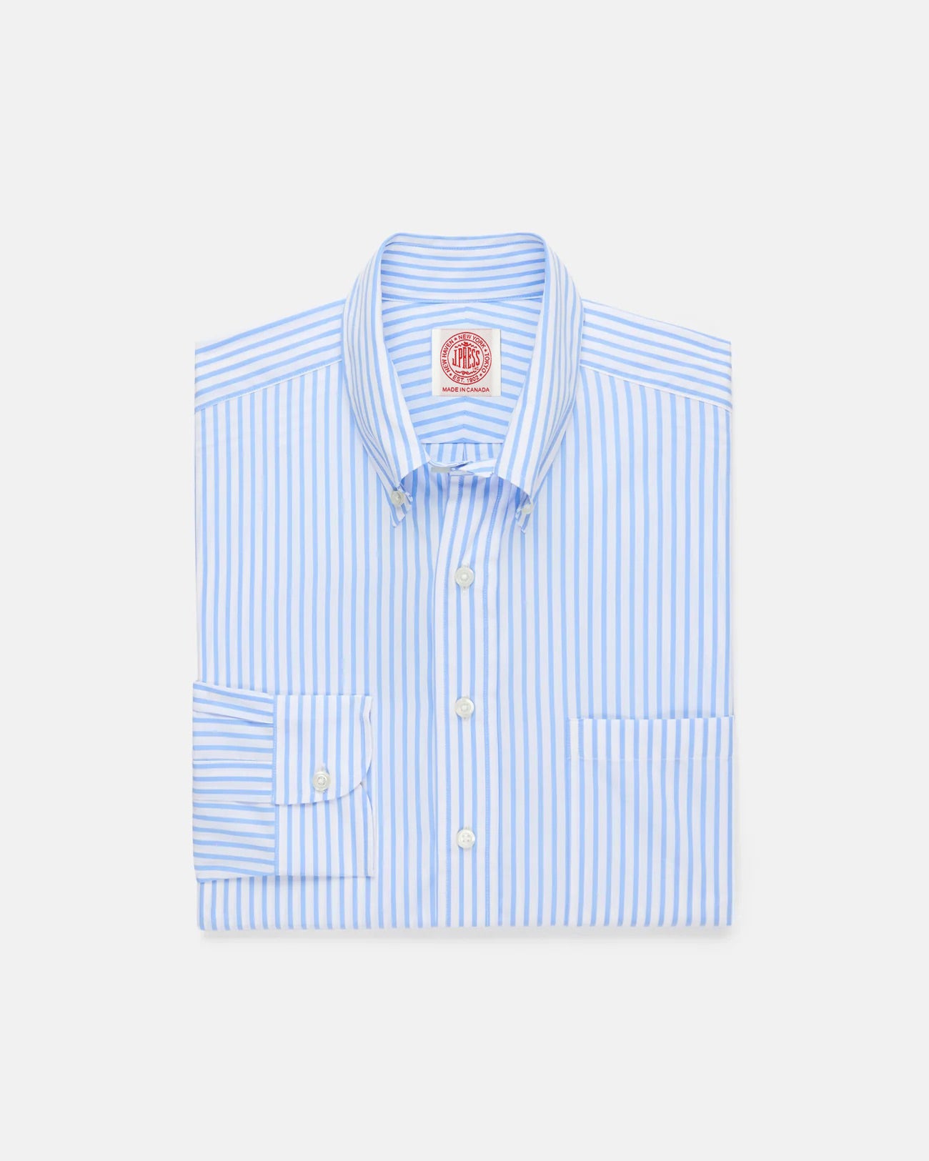 Made-in-Canada Light Blue Butcher Stripe Broadcloth Button Down