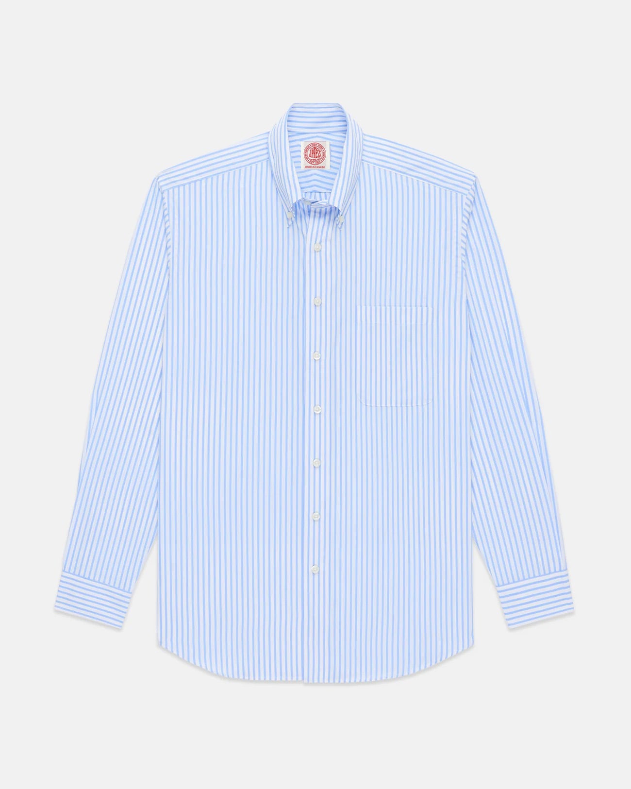 Made-in-Canada Light Blue Butcher Stripe Broadcloth Button Down