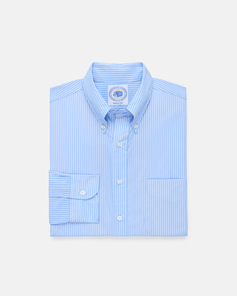 Thomas Mason Blue Banker Stripe Dress Shirt - Regular Fit | J. PRESS
