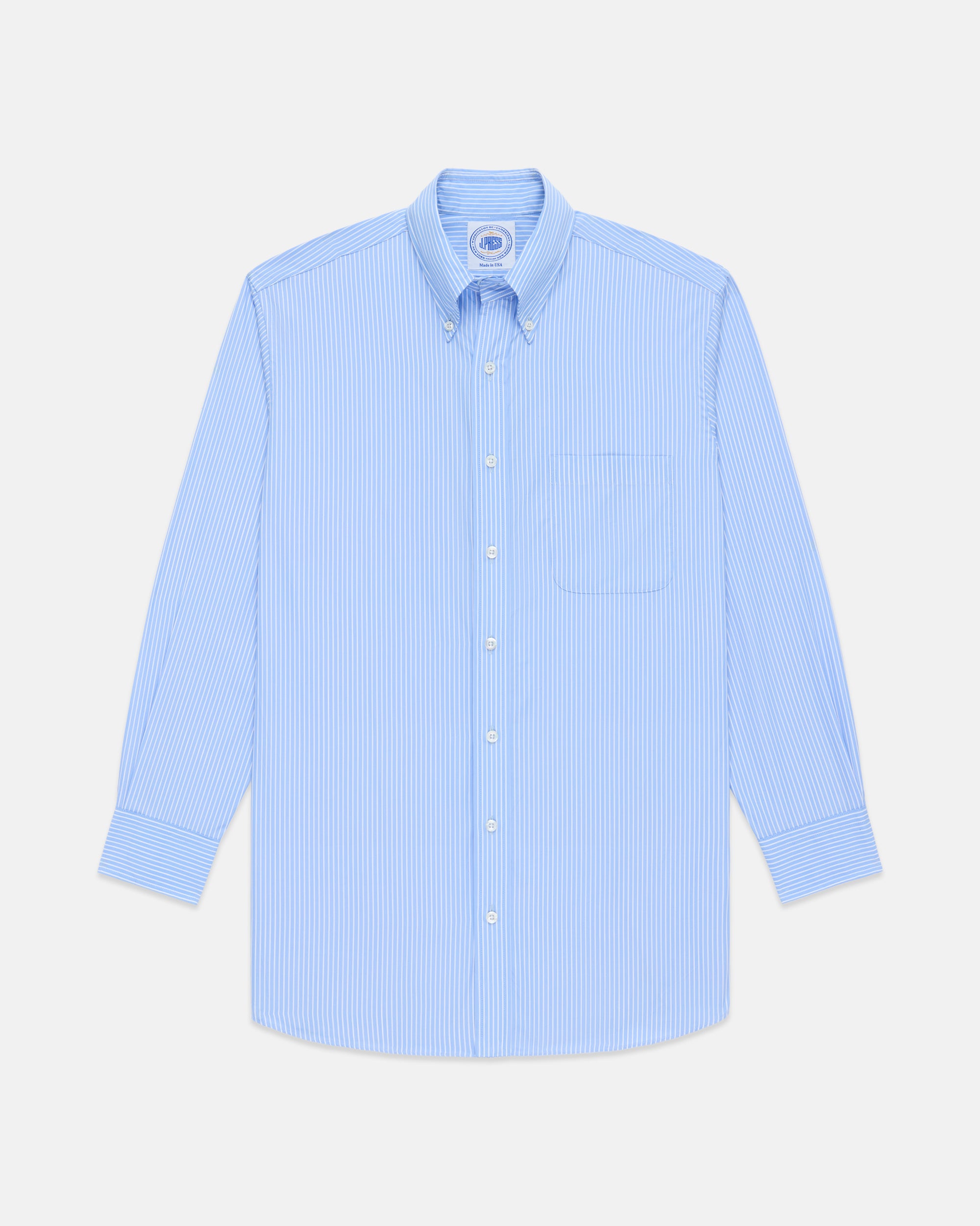 Made-in-USA Thomas Mason Blue Banker Stripe Dress Shirt - Classic Fit