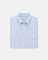Blue & White Trim Fit Short Sleeve Seersucker Sport Shirt