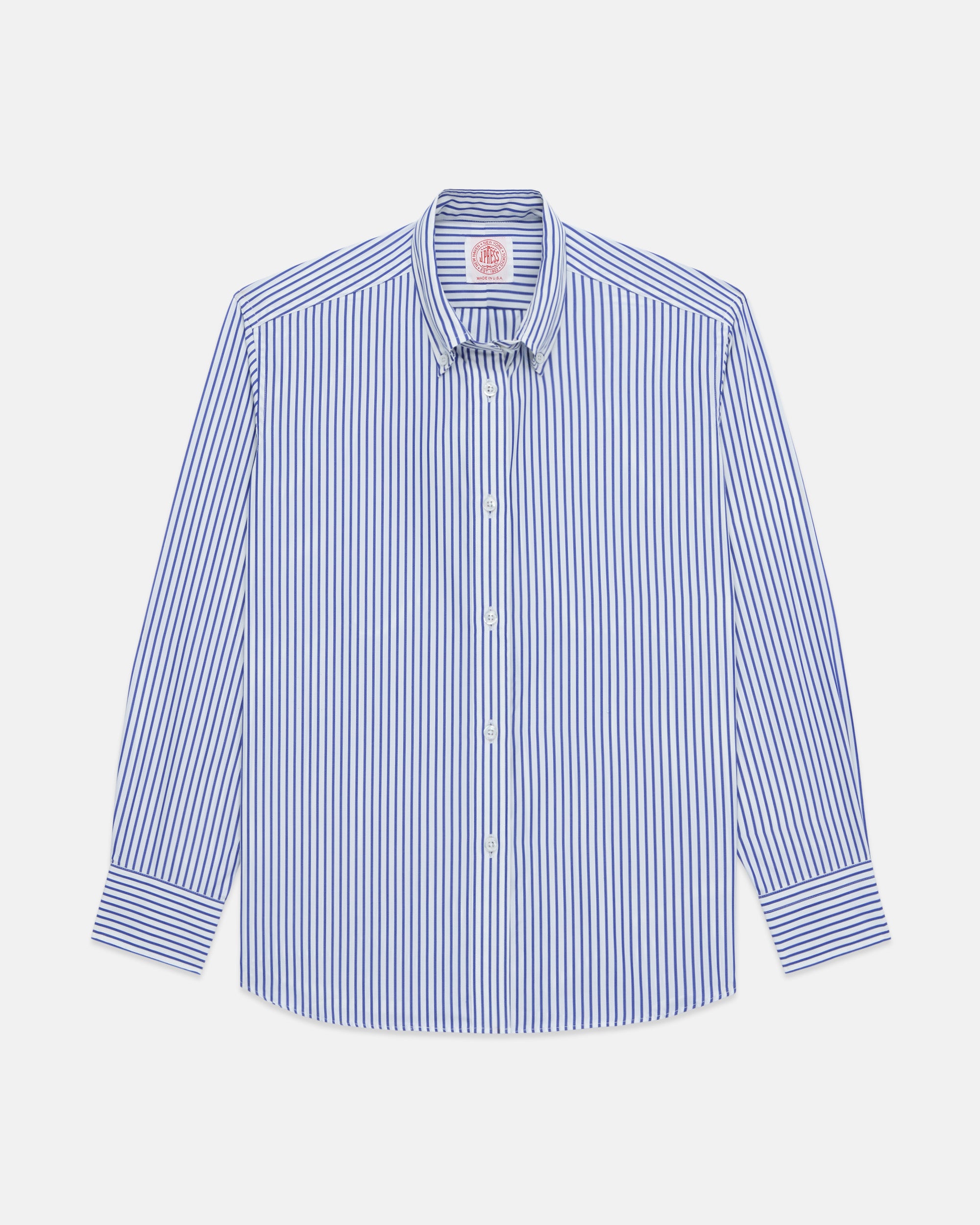 Made-in-USA Women's Blue Butcher Stripe Button Down Sport Shirt