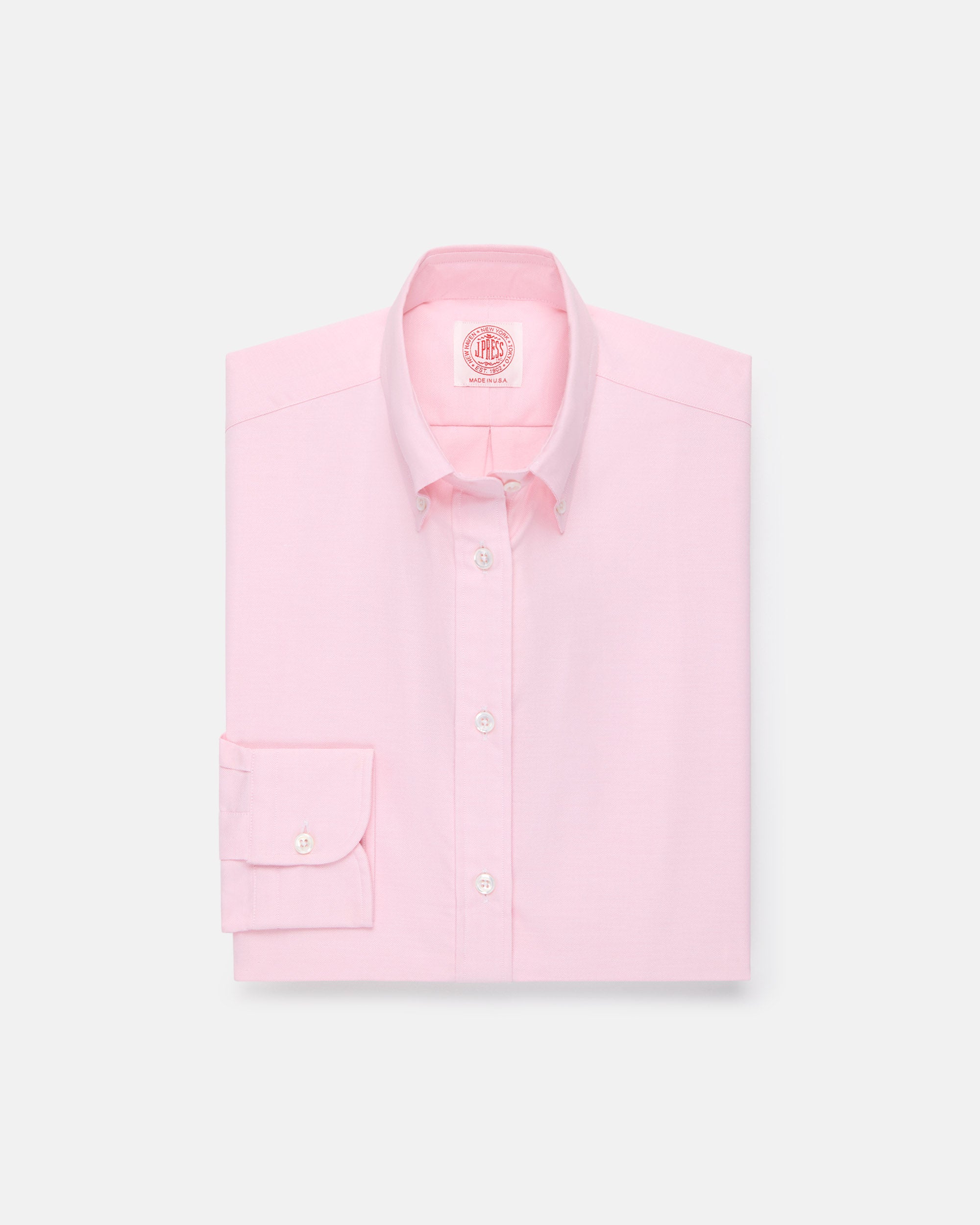 Made-in-USA Women's Pink Oxford Cloth Button Down Sport Shirt