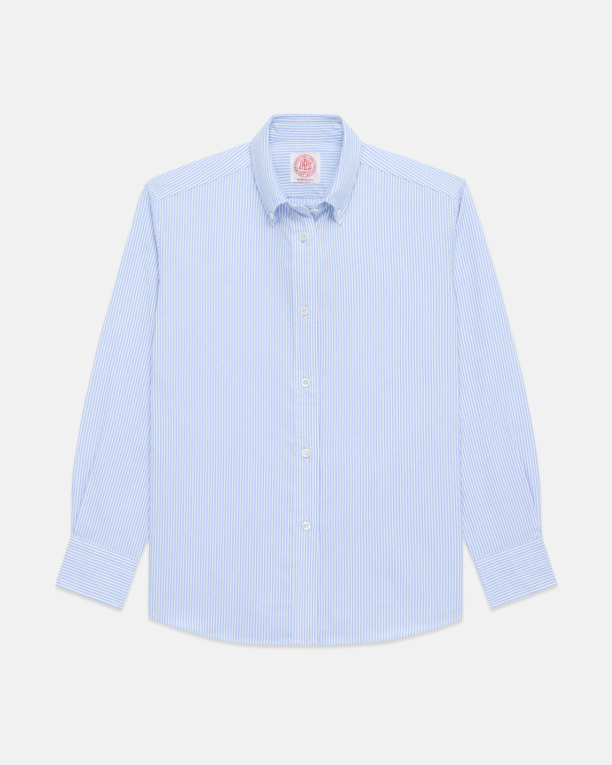Made-in-USA Women's Blue University Stripe Oxford Cloth Sport Shirt
