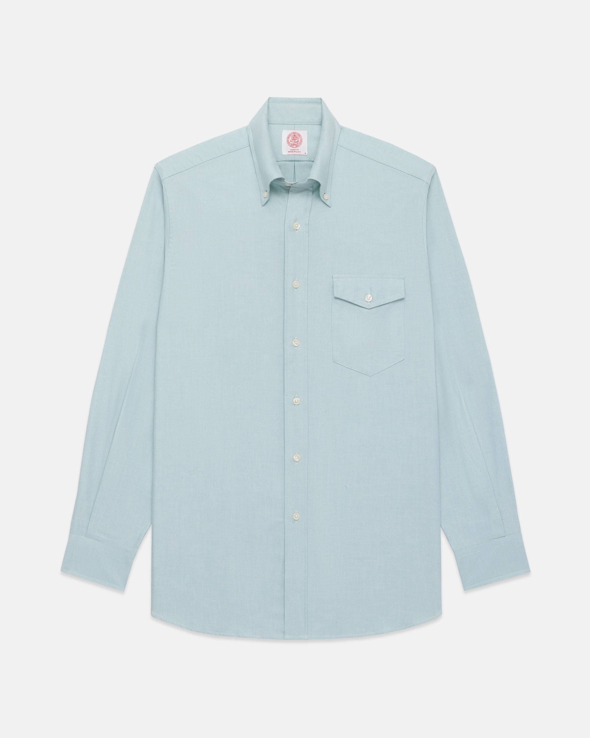 Made-in-USA Flap Pocket Green Oxford Cloth Button Down Sportshirt - Classic Fit