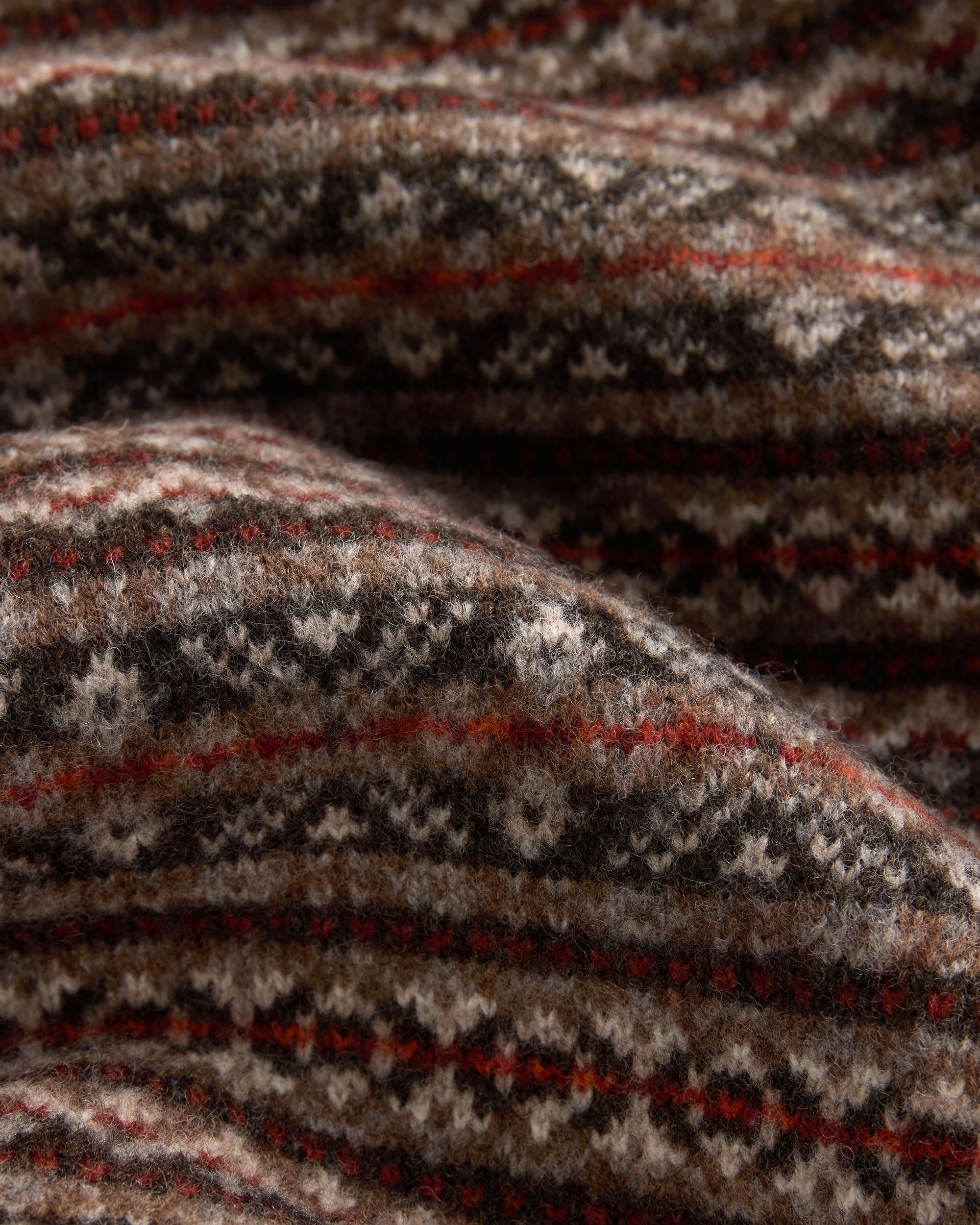 Brown Lambswool Fair Isle Crewneck Sweater