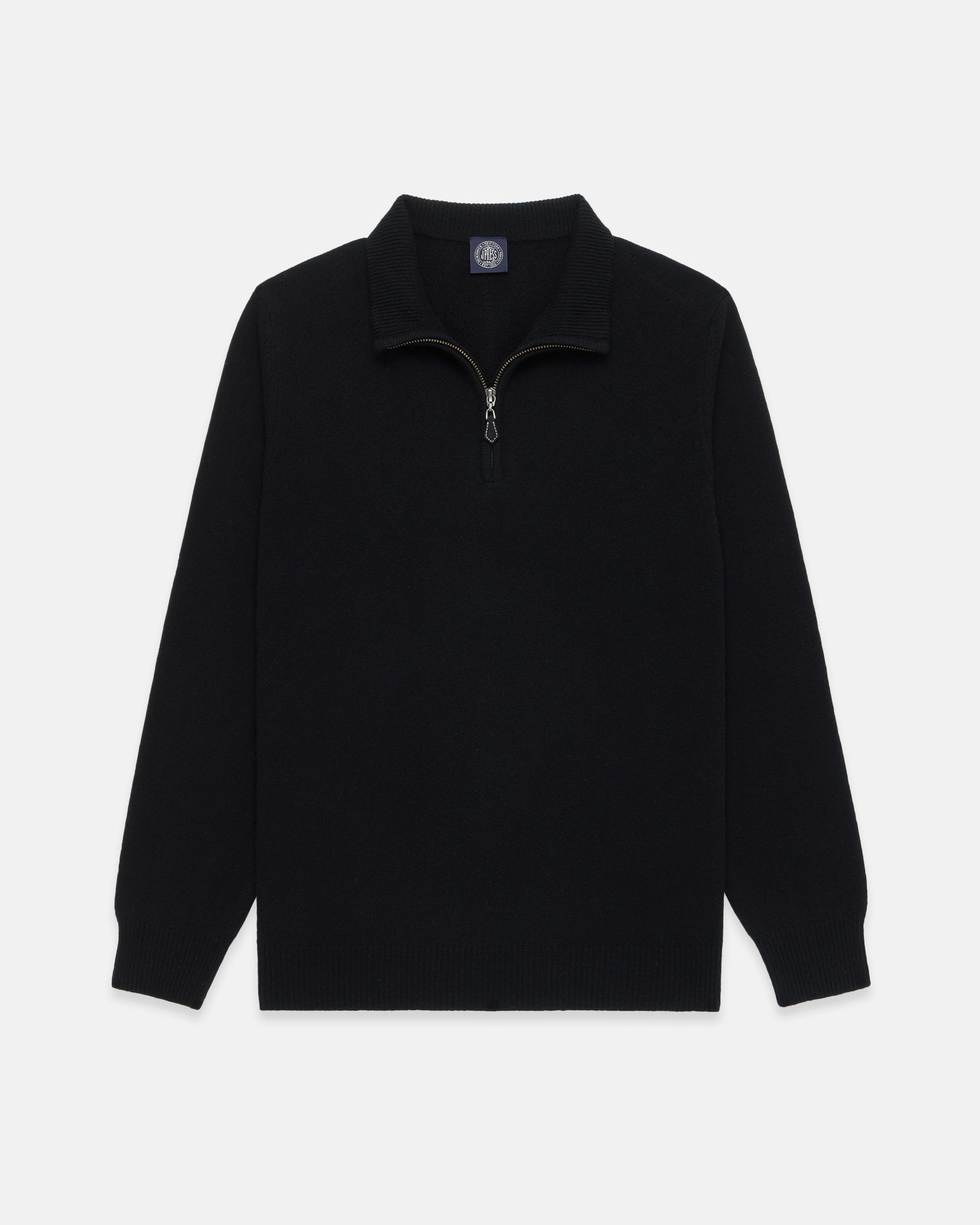 Black Lambswool Quarter Zip-up Sweater