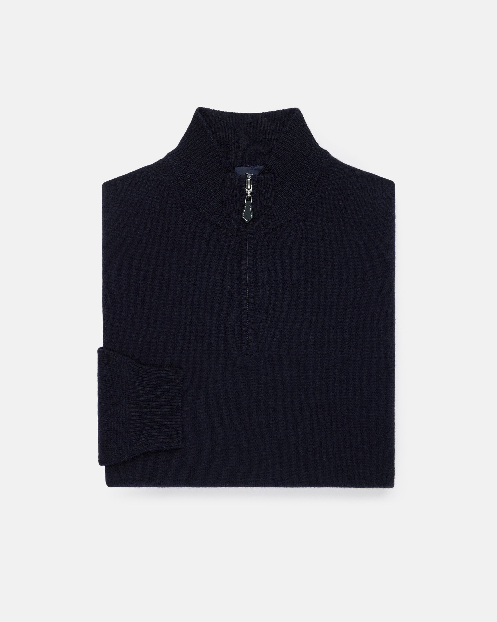 Navy Lambswool Quarter Zip-up Sweater