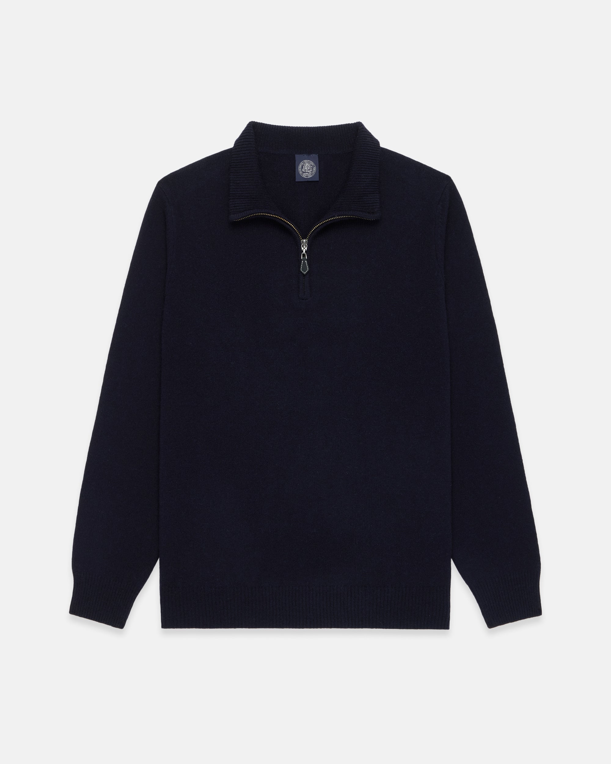 Navy Lambswool Quarter Zip-up Sweater