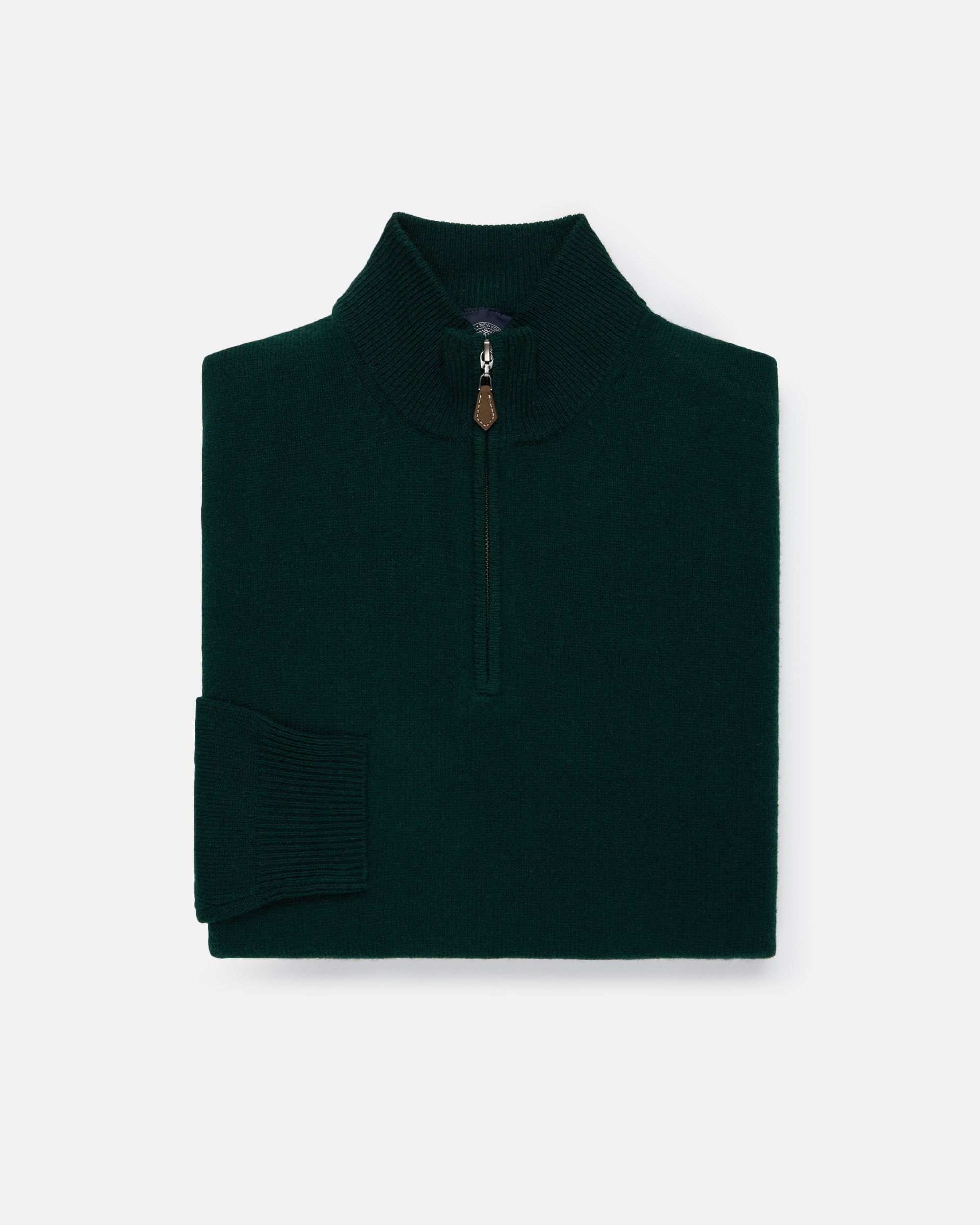Bottle Green Lambswool Quarter Zip-up Sweater