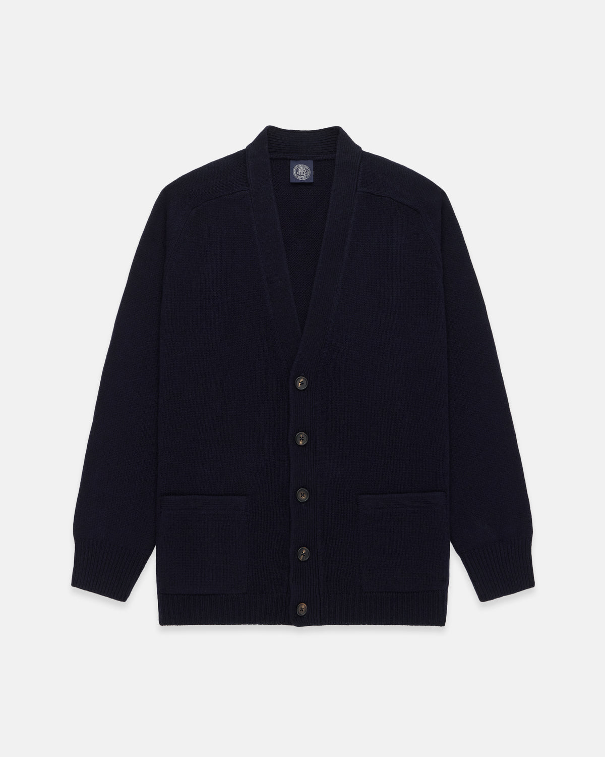 Navy Lambswool Cardigan Sweater
