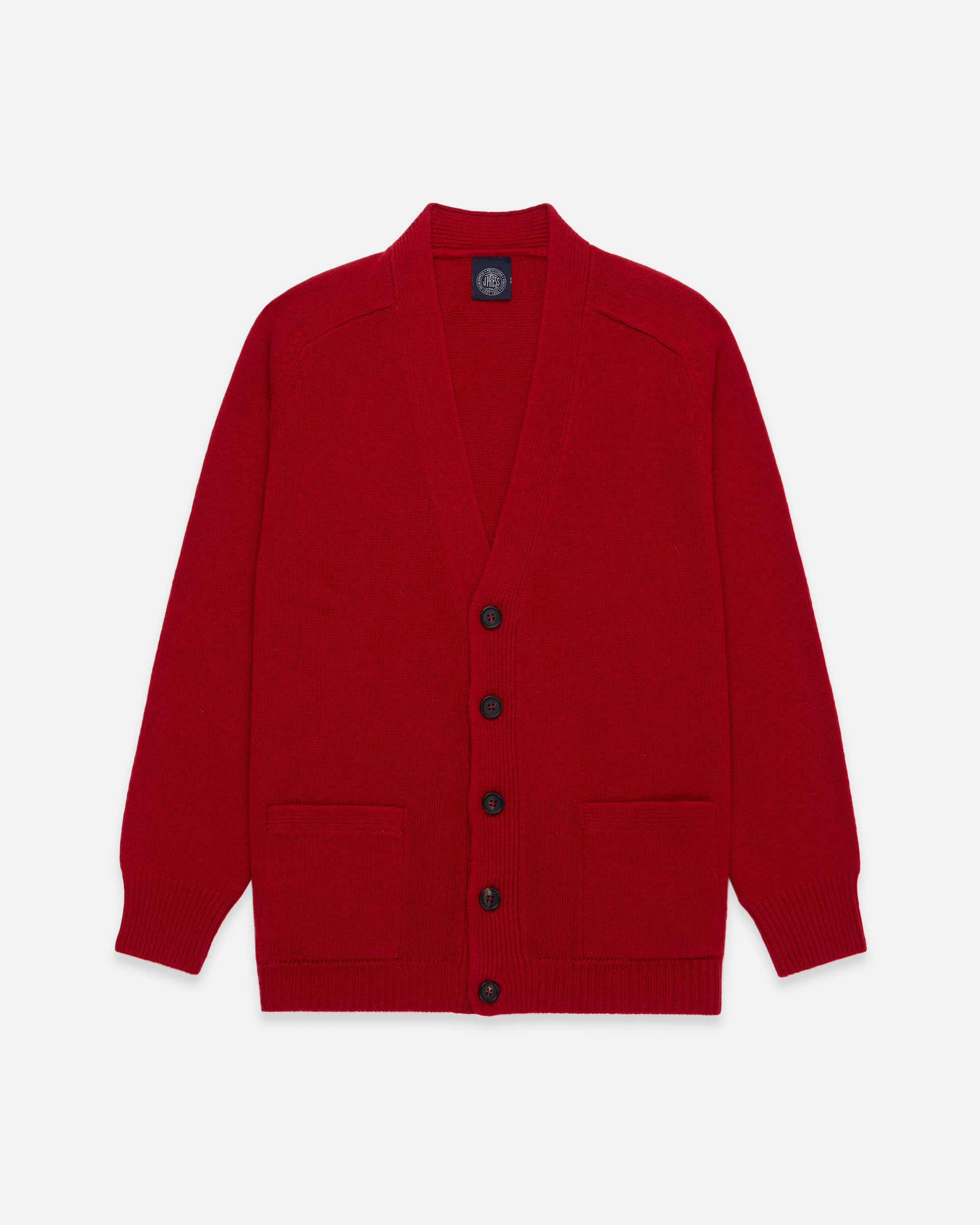 Red Lambswool Cardigan Sweater