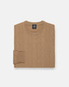 Camel Lambswool Cable Crewneck Sweater